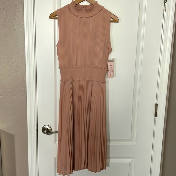 Nanette Lepore Dresses & Skirts - NANETTE LEPORE DRESS Smocked Mock Neck Pleated Fit & Flare Dress